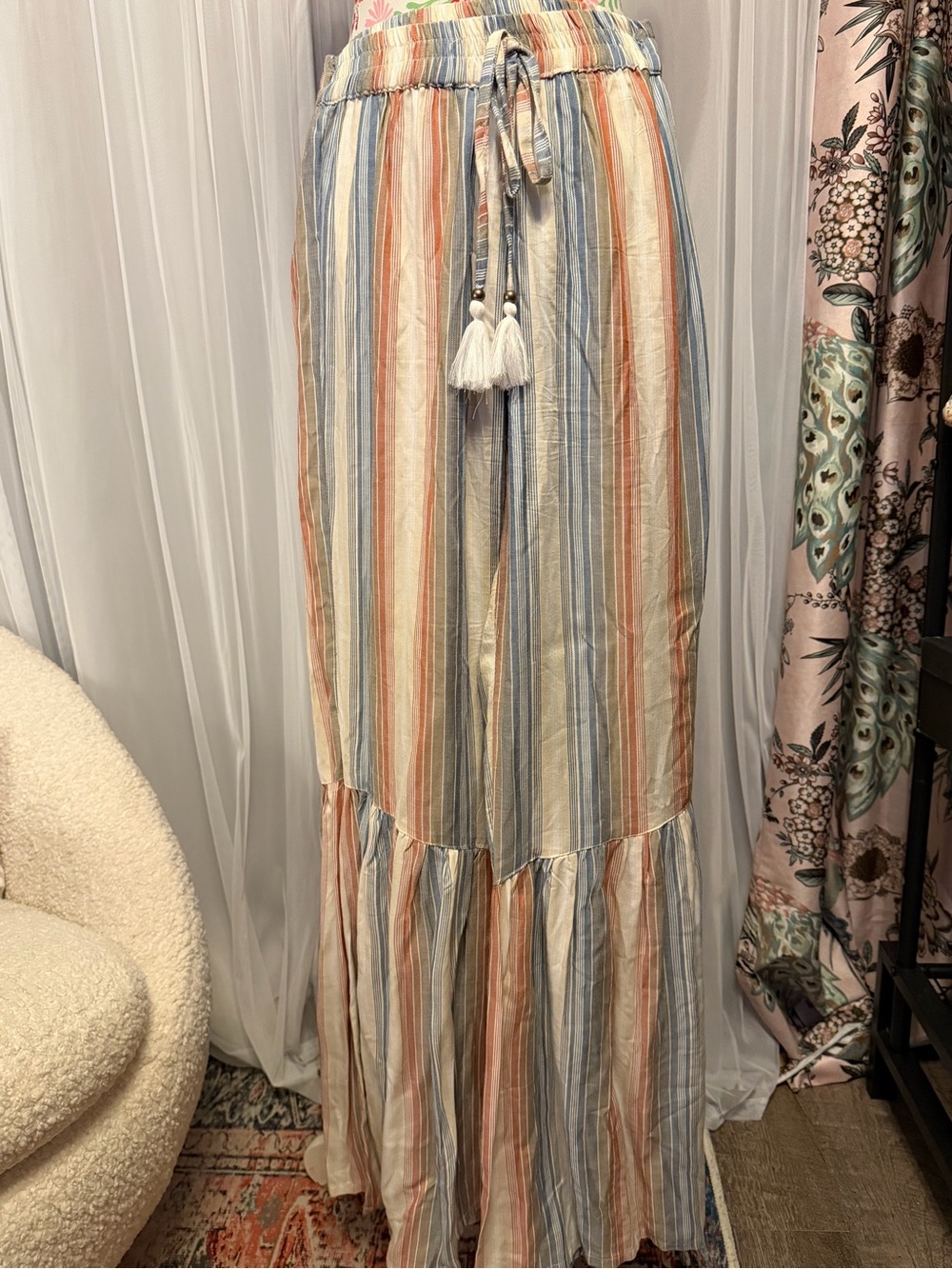 Angie Multicolor Striped Boho Maxi Flare Pants